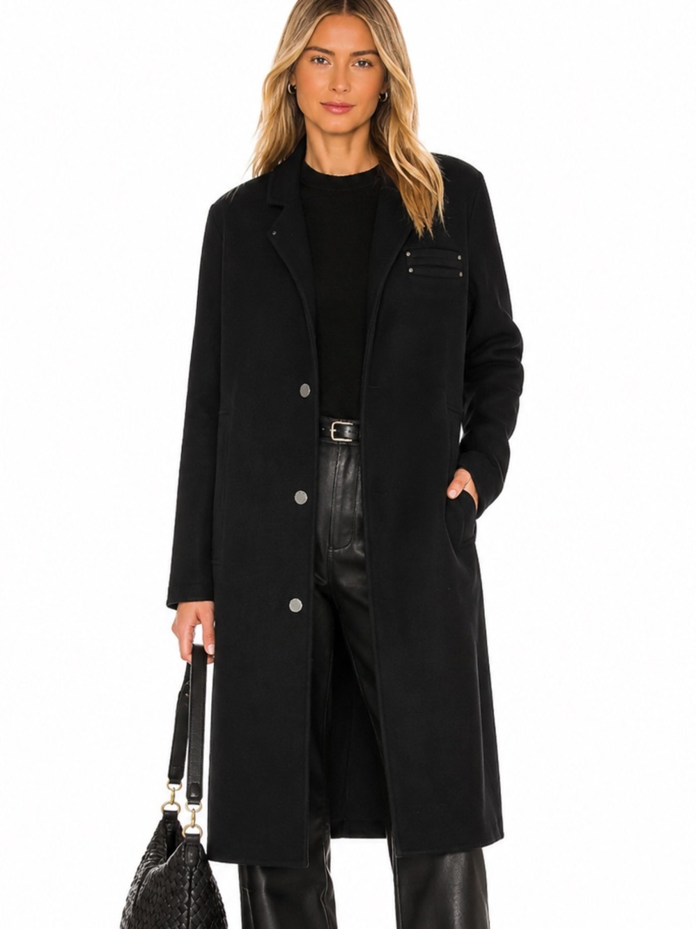 The Arrivals Black Wool Blend City Coat XS